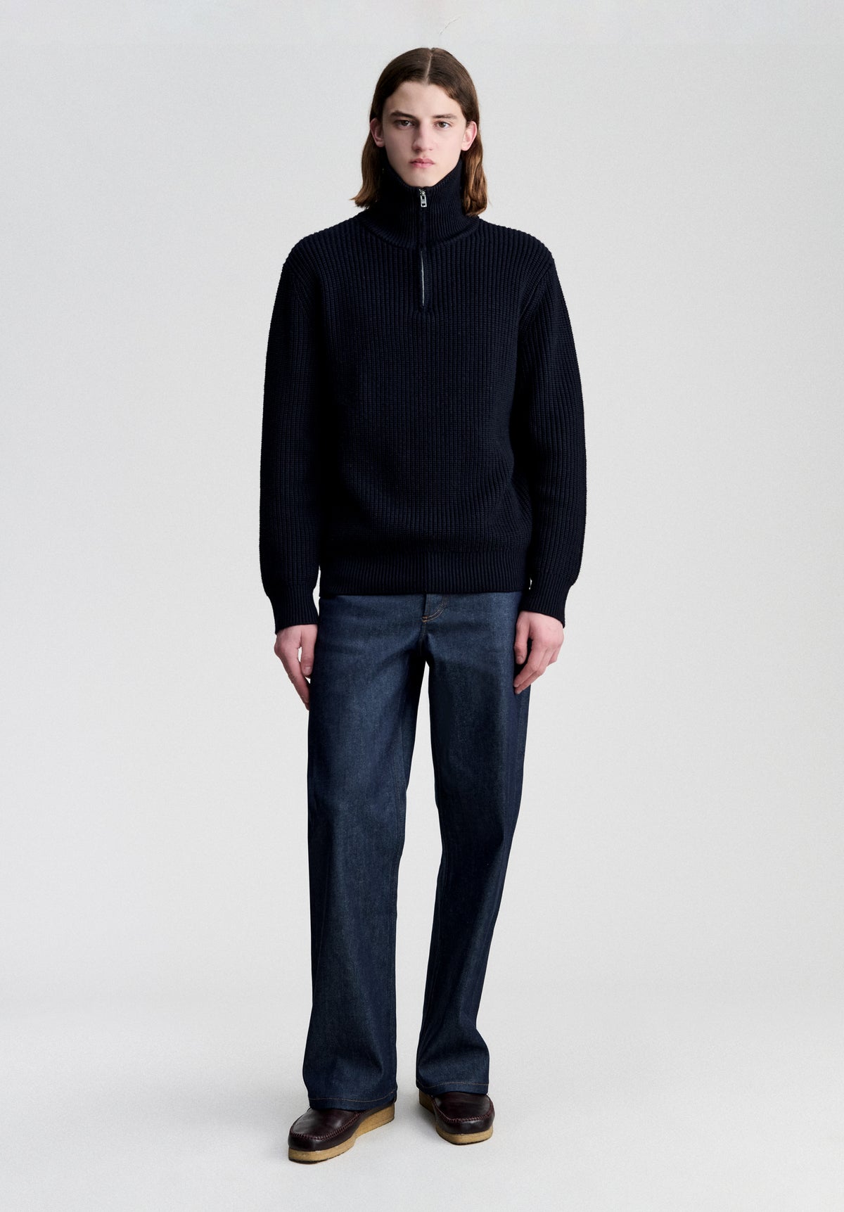 Pull camionneur bleu marine