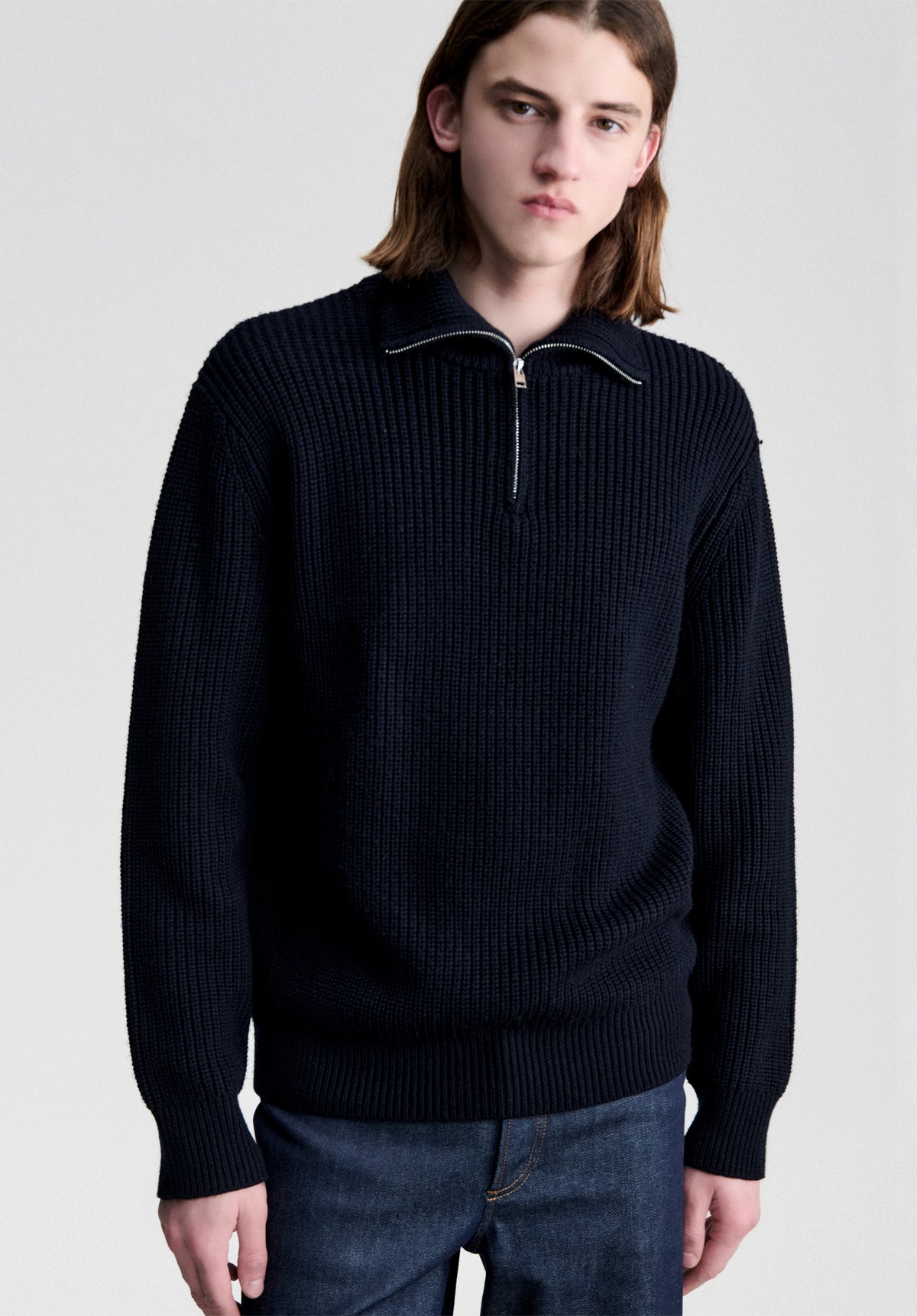 Pull camionneur bleu marine