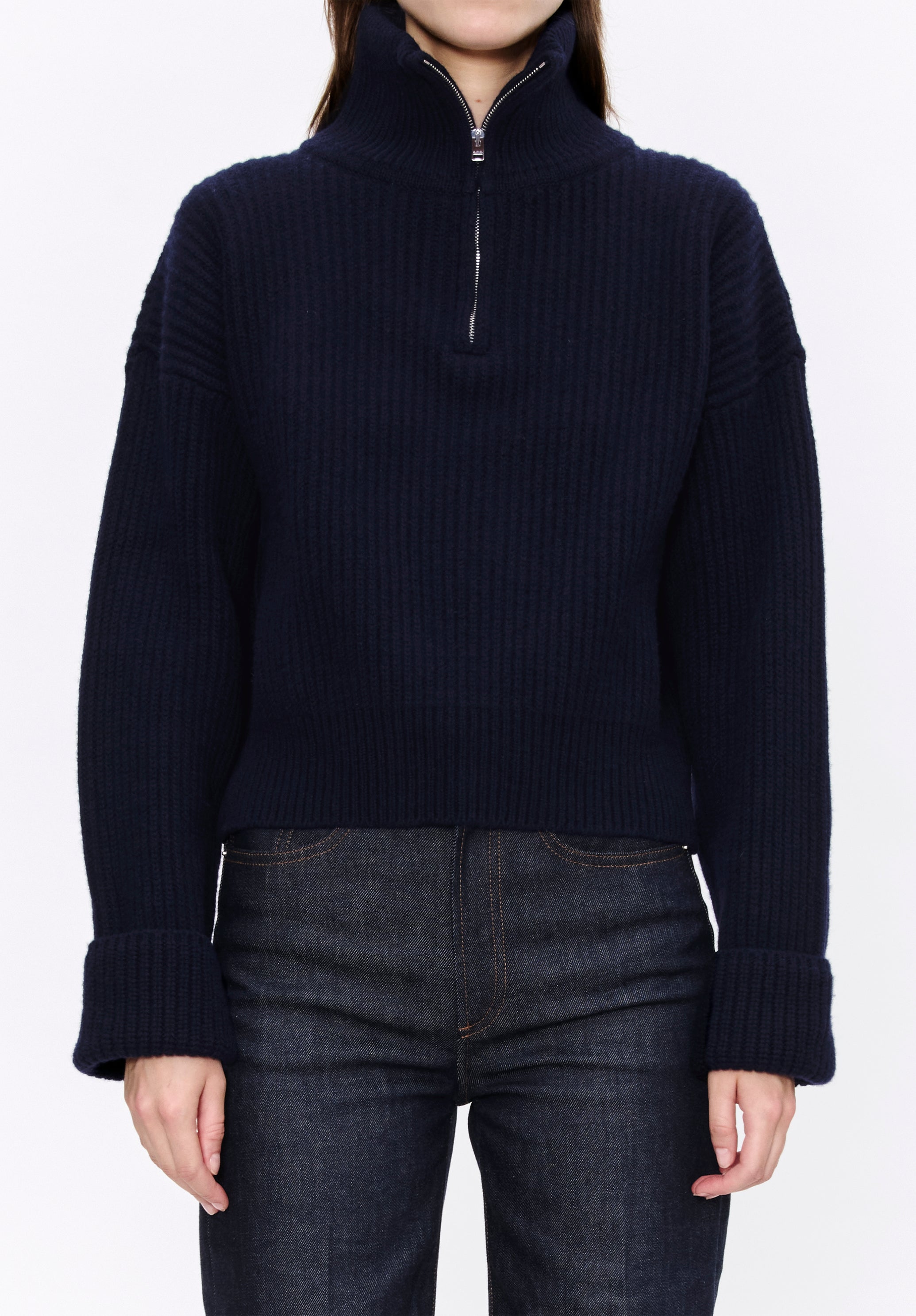 Wide-rib jumper with trucker collar - 4