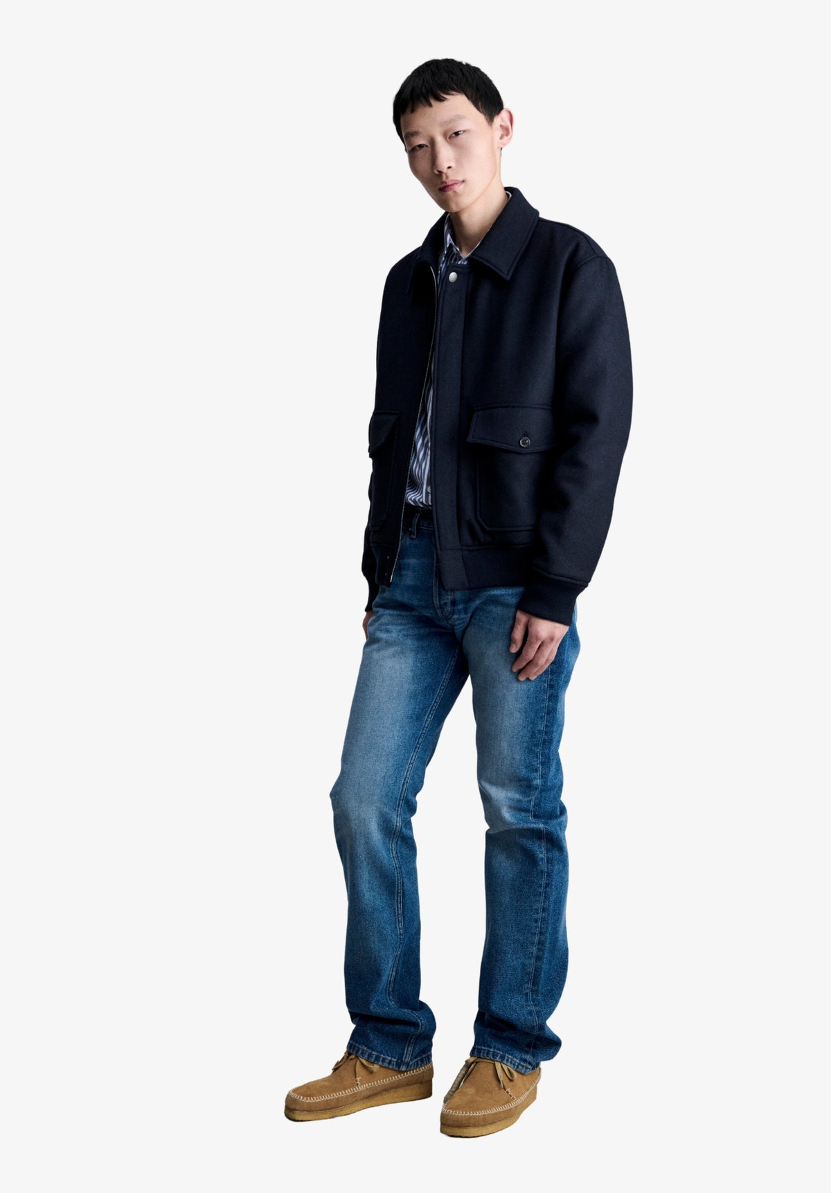 Blouson bleu marine en laine