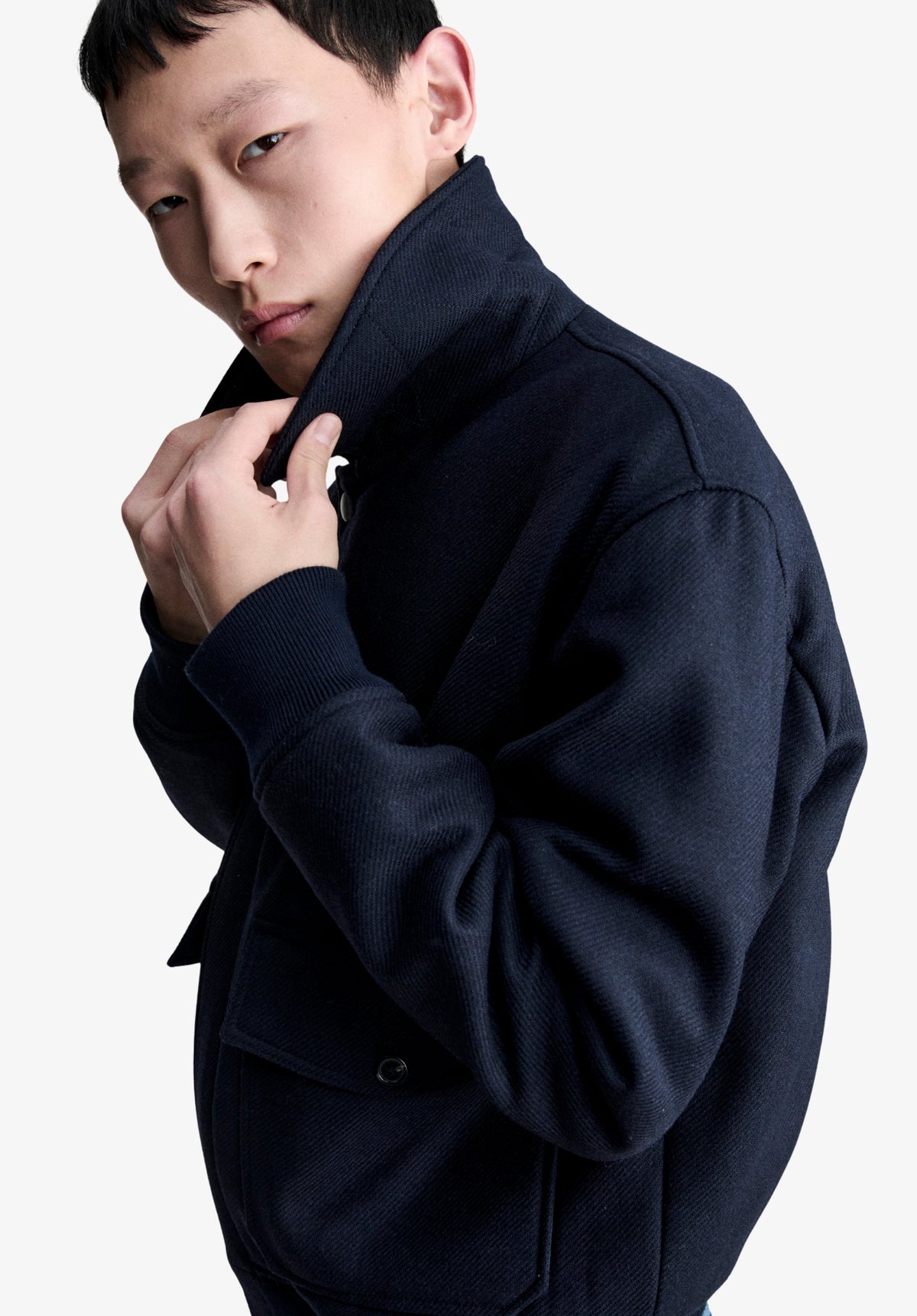 Blouson bleu marine en laine