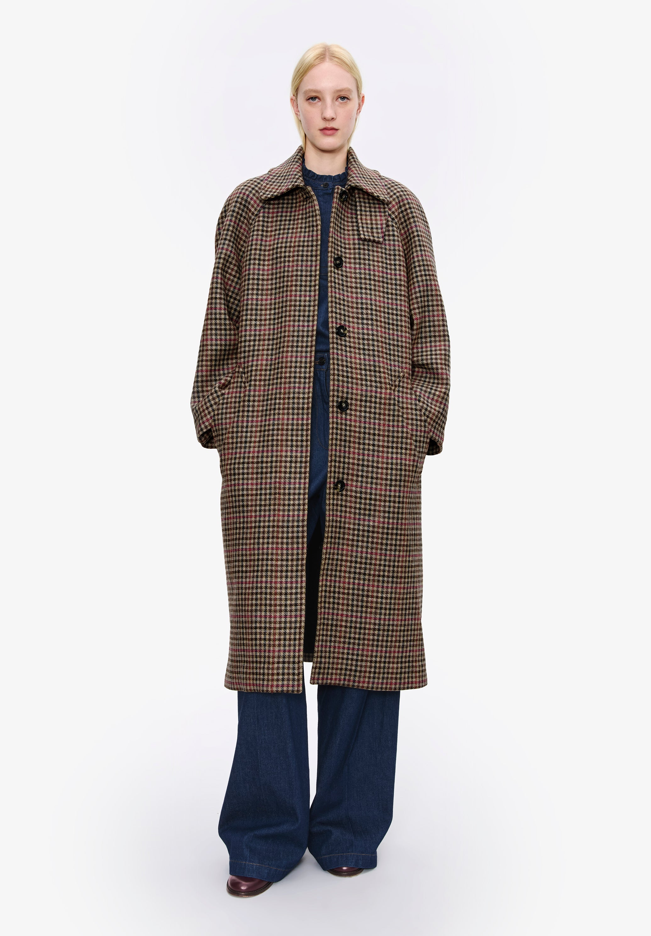 Tartan coat with raglan sleeves - 1