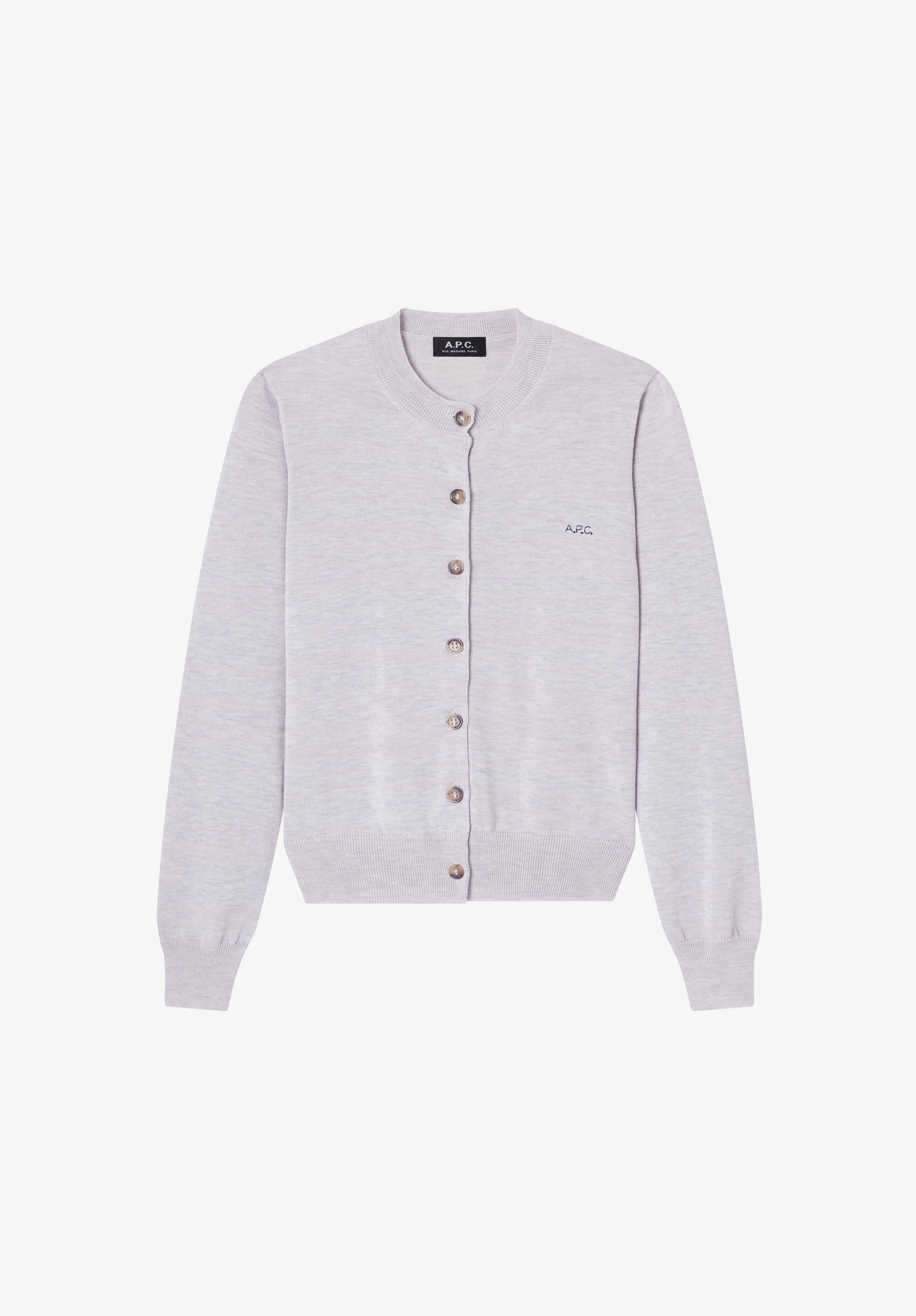 Fitted light grey wool cardigan - 0