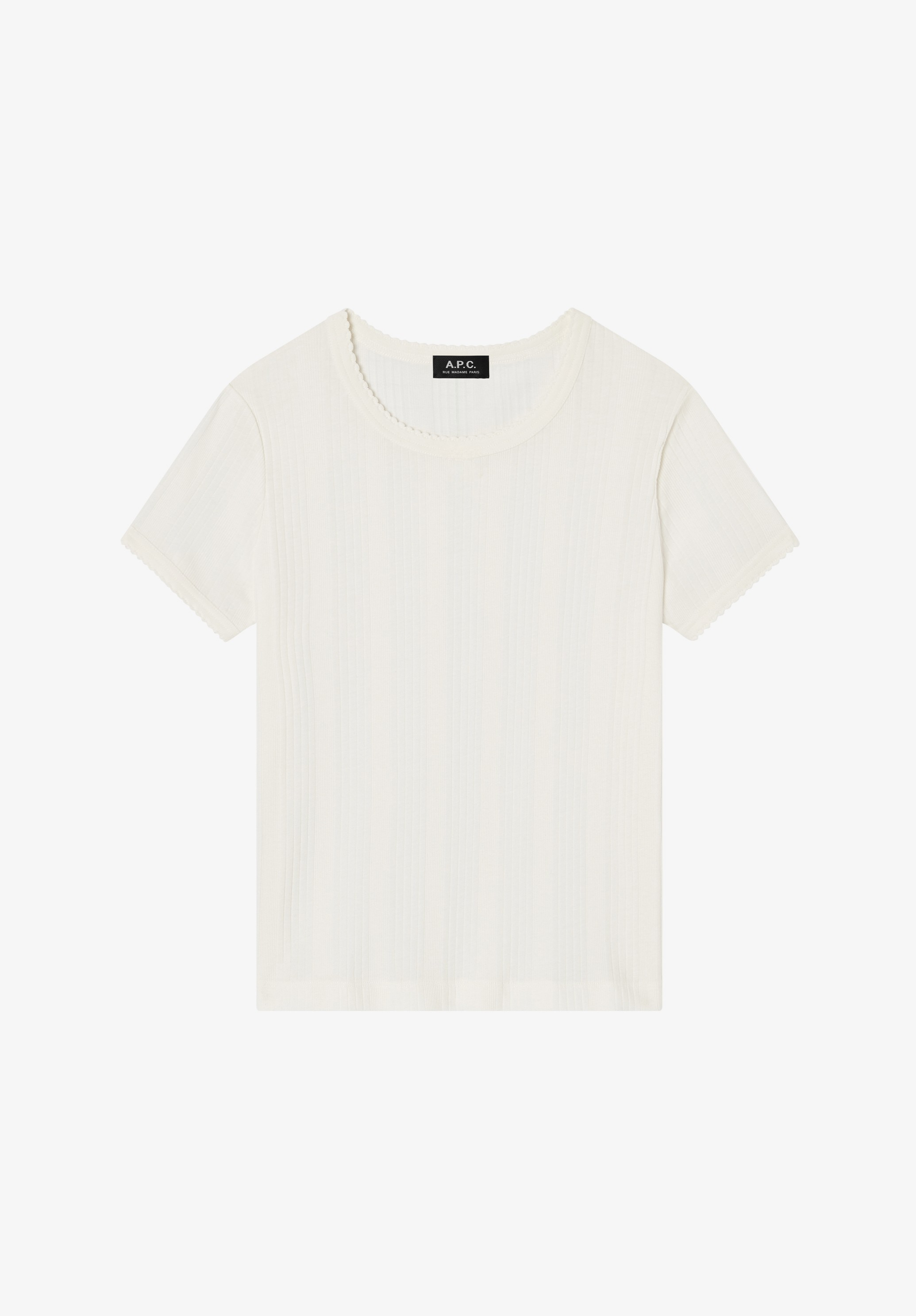 Ribbed white organic cotton t-shirt.