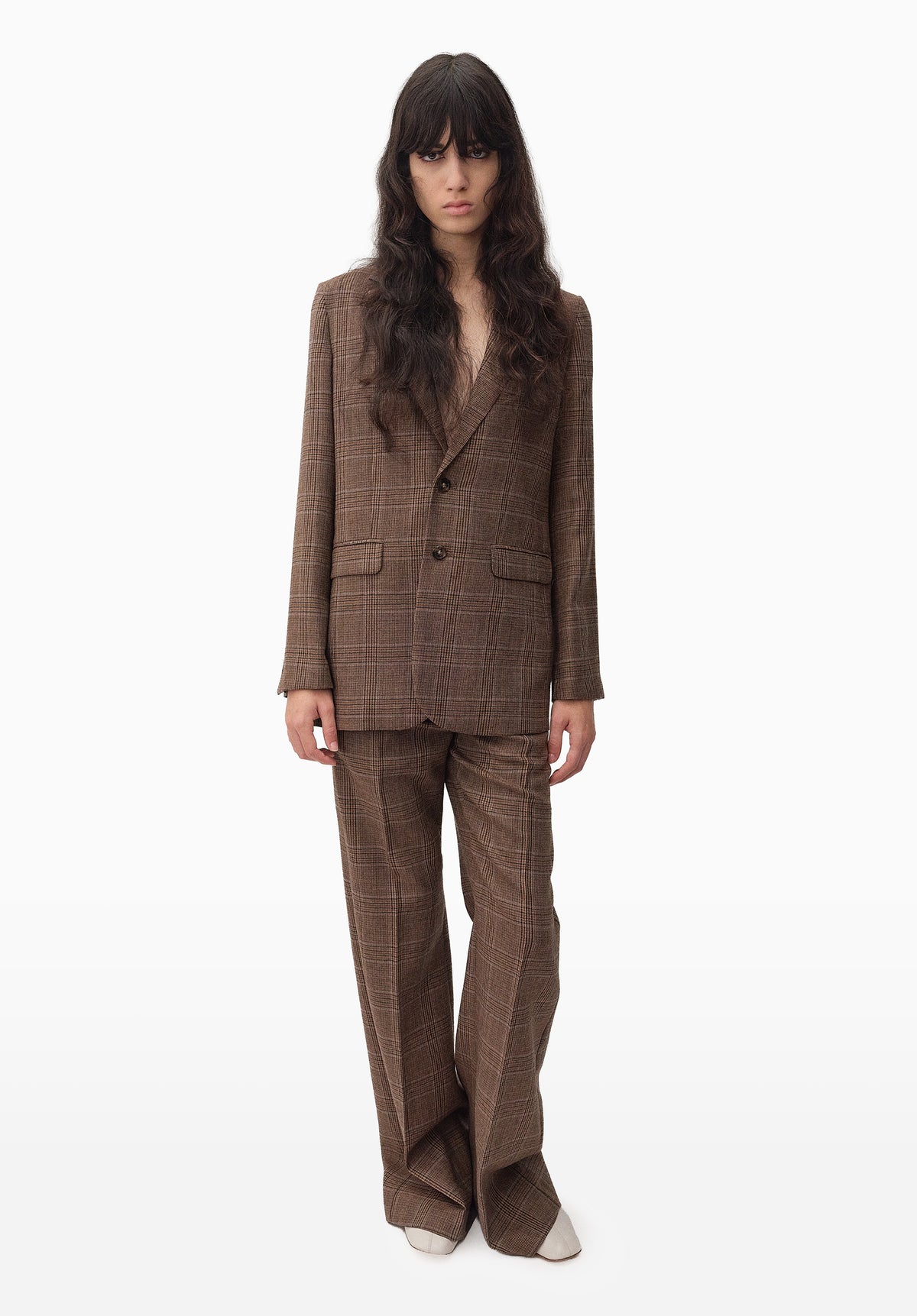 Veste marron en laine à carreaux