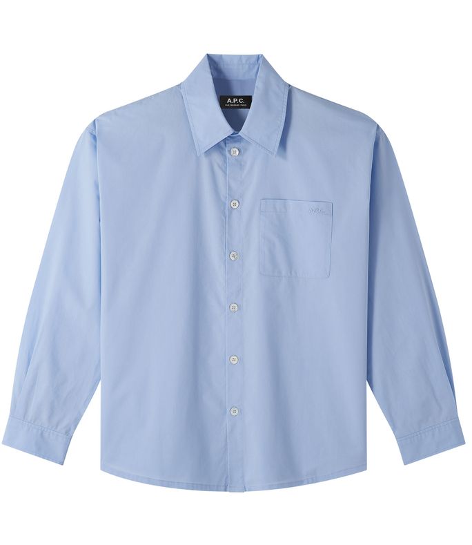 chemise boyfriend avec logo bleu clair