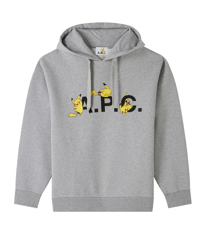 kapuzensweatshirt pokémon pikachu hell meliertes grau