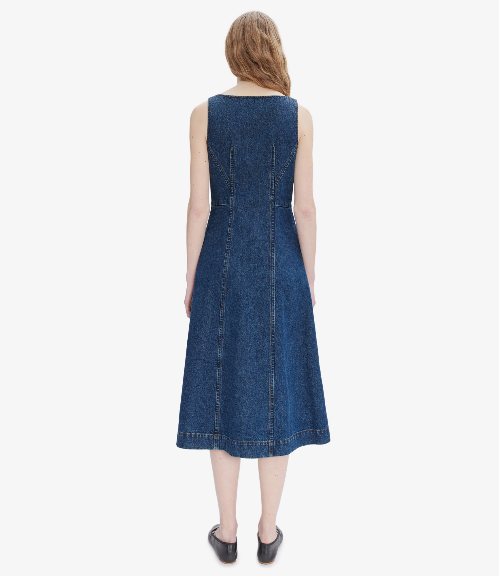 Poplin Textured Flare Dress Midi Length, 4488716 | Eloquii