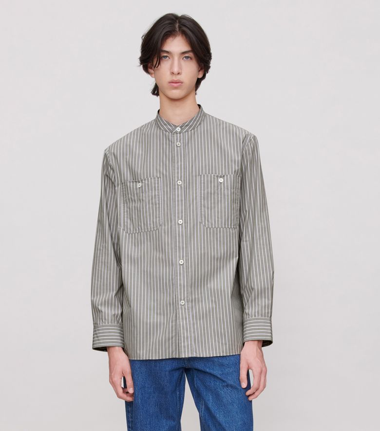 Theon button-down shirt MUTED GREEN