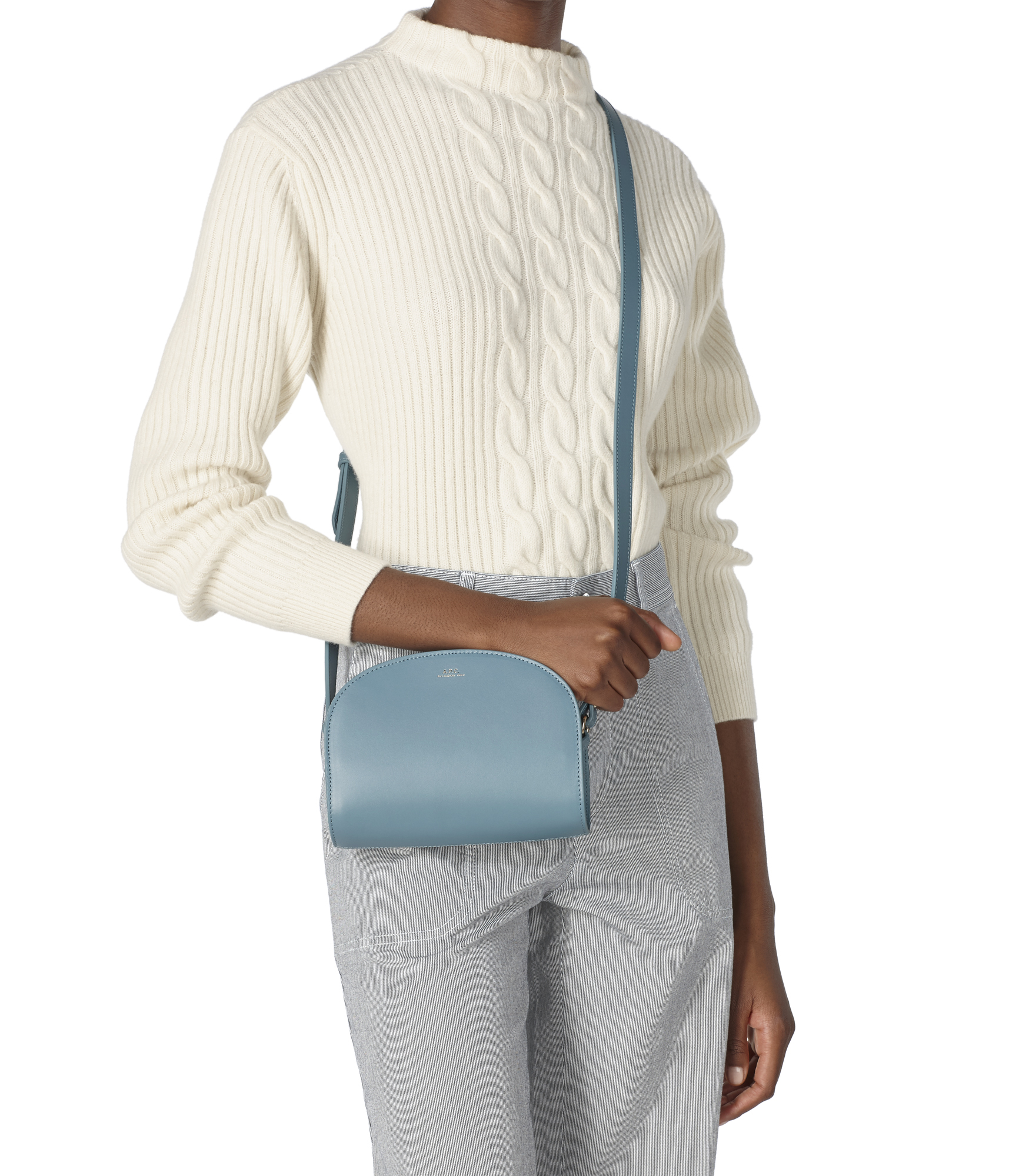 A.p.c. Demi Lune Crossbody Mini Bag In Grey