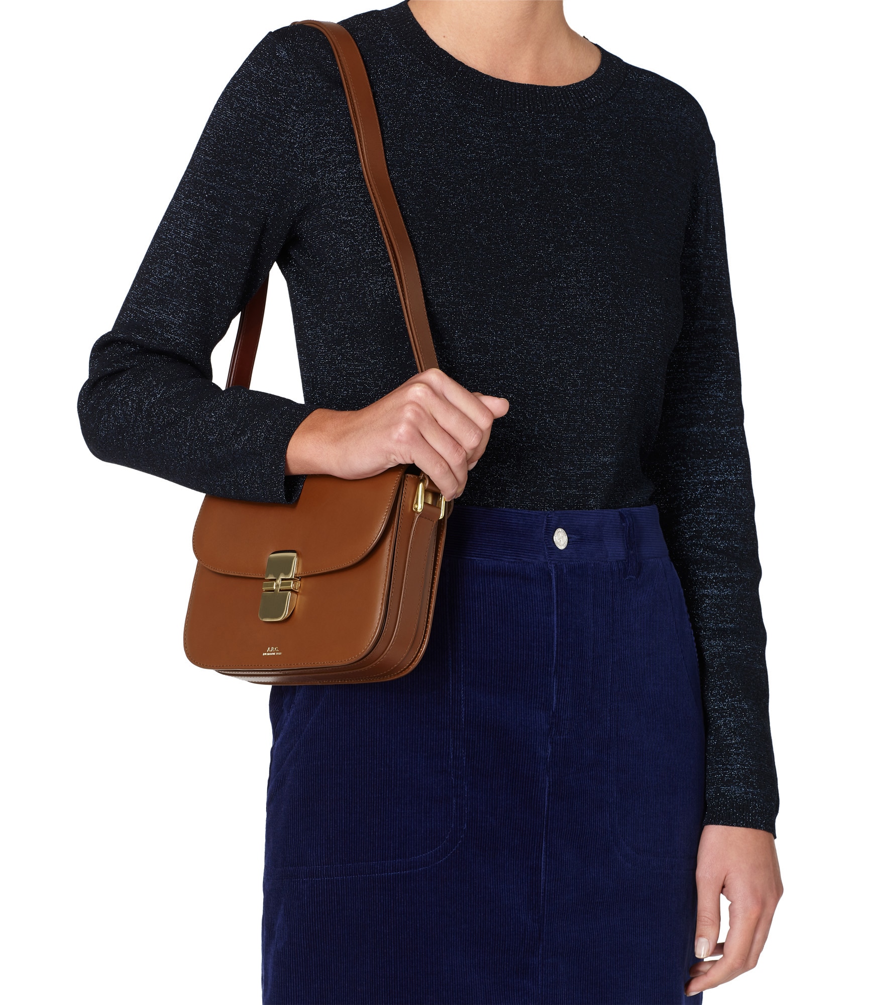 Grace Leather Shoulder Bag in Brown - A P C