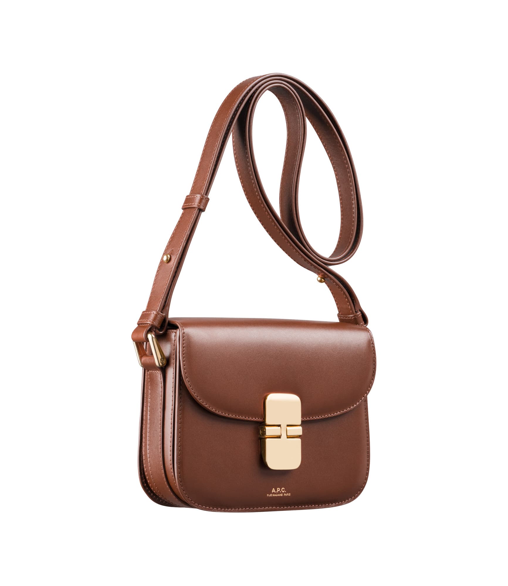 Grace Mini Leather Shoulder Bag in Brown - A P C