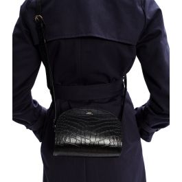 A.P.C. Demi-Lune Mini Leather and Corduroy Cross-Body Bag