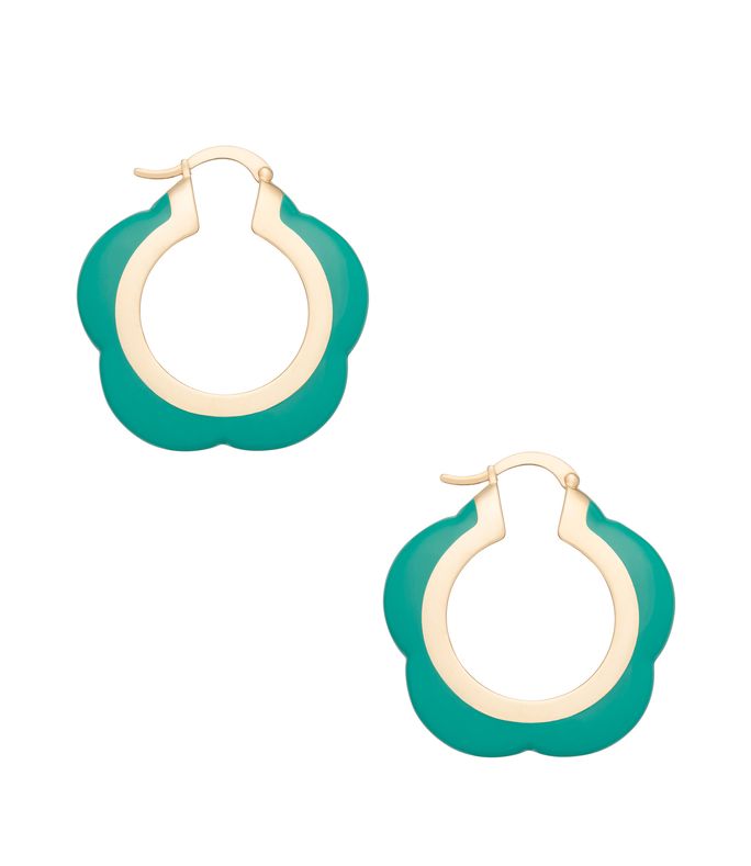 rose earrings goldtone / spring green