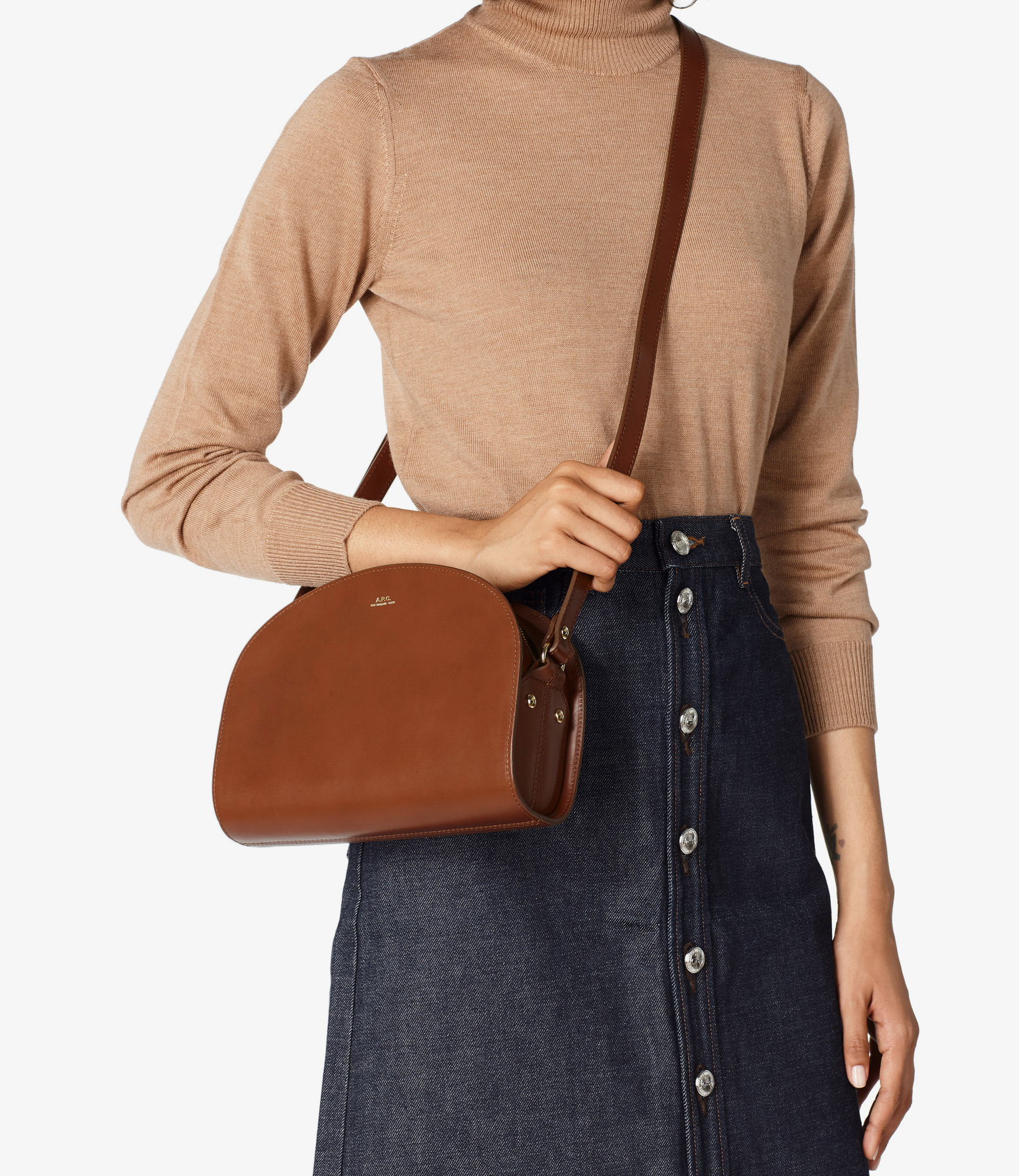 Demi-Lune Shoulder bag | Smooth vegetable-tanned leather