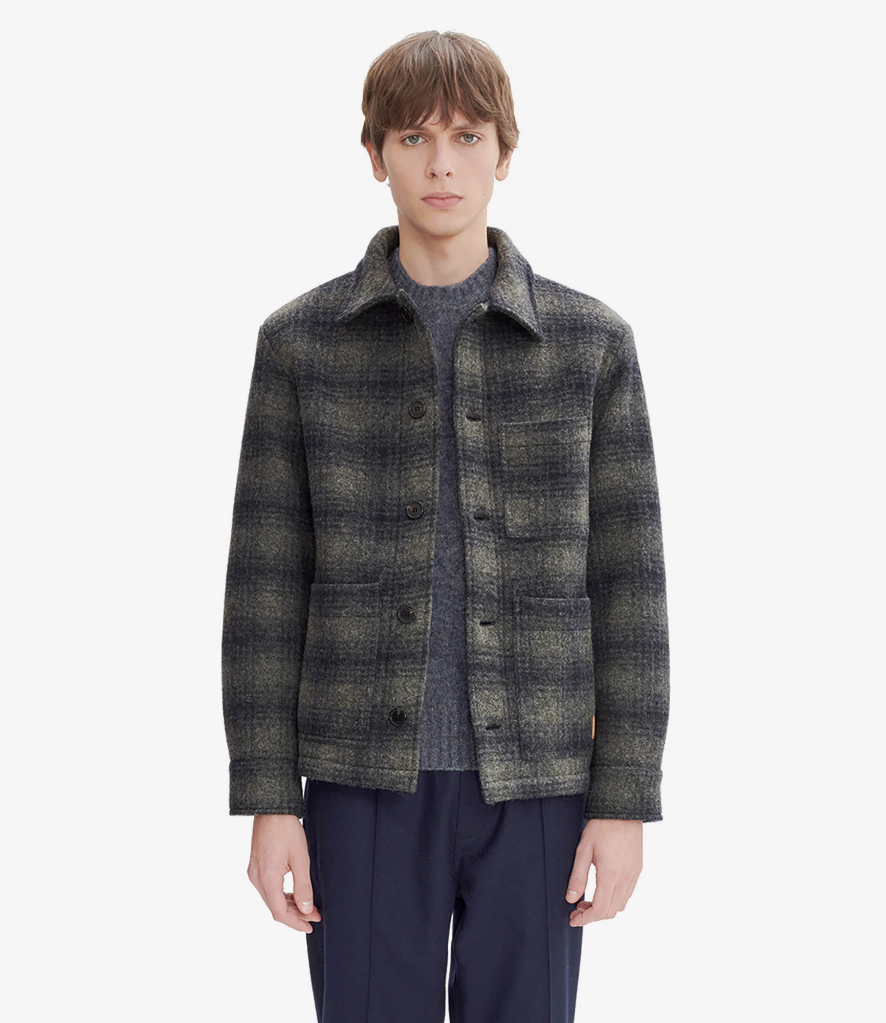 Universal works merino check bakers chore jacket hotsell
